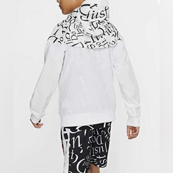 Nike Sportswear Windrunner Windbreaker Youth Hooded Logo White Jacket Size M New - Picture 4 of 16